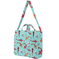 Pattern-with-koi-fishes Square Shoulder Tote Bag by uniart180623