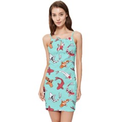 Pattern-with-koi-fishes Summer Tie Front Dress by uniart180623