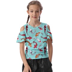 Pattern-with-koi-fishes Kids  Butterfly Cutout Tee by uniart180623