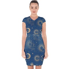 Seamless-galaxy-pattern Capsleeve Drawstring Dress  by uniart180623