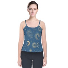 Seamless-galaxy-pattern Velvet Spaghetti Strap Top by uniart180623