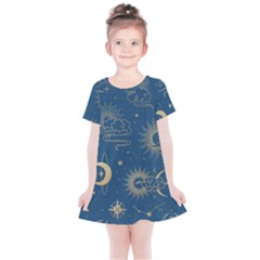 Seamless-galaxy-pattern Kids  Simple Cotton Dress by uniart180623