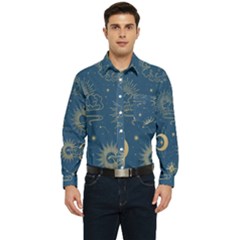 Seamless-galaxy-pattern Men s Long Sleeve Pocket Shirt  by uniart180623