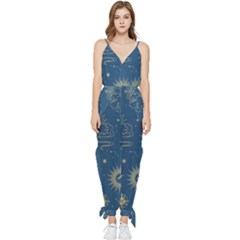 Seamless-galaxy-pattern Sleeveless Tie Ankle Chiffon Jumpsuit by uniart180623