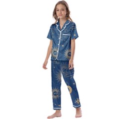 Seamless-galaxy-pattern Kids  Satin Short Sleeve Pajamas Set by uniart180623