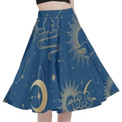 Seamless-galaxy-pattern A-line Full Circle Midi Skirt With Pocket by uniart180623