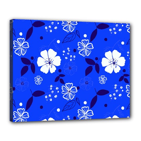 Blooming-seamless-pattern-blue-colors Canvas 20  X 16  (stretched)