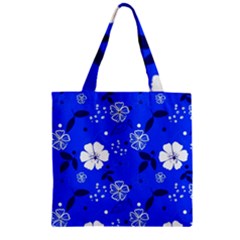 Blooming-seamless-pattern-blue-colors Zipper Grocery Tote Bag by uniart180623