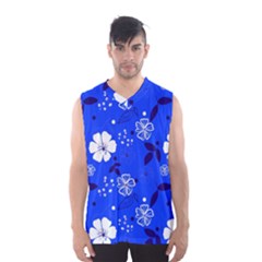 Blooming-seamless-pattern-blue-colors Men s Basketball Tank Top by uniart180623