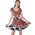 Mixed-animal-skin-print-safari-textures-mix-leopard-zebra-tiger-skins-patterns-luxury-animals-textur Cap Sleeve Dress View1