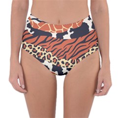 Mixed-animal-skin-print-safari-textures-mix-leopard-zebra-tiger-skins-patterns-luxury-animals-textur Reversible High-waist Bikini Bottoms by uniart180623