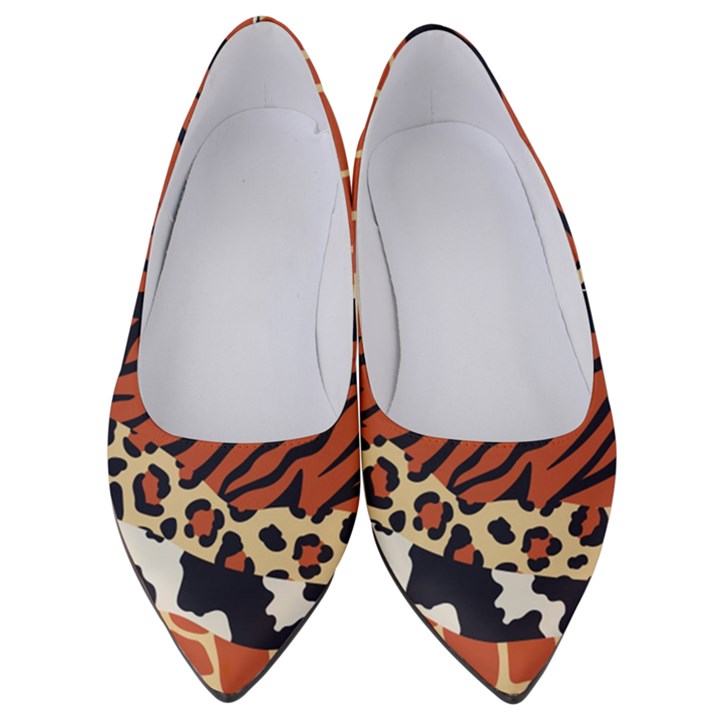 Mixed-animal-skin-print-safari-textures-mix-leopard-zebra-tiger-skins-patterns-luxury-animals-textur Women s Low Heels