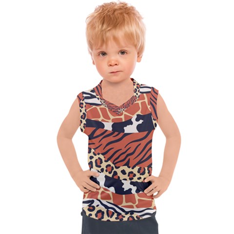 Mixed-animal-skin-print-safari-textures-mix-leopard-zebra-tiger-skins-patterns-luxury-animals-textur Kids  Sport Tank Top by uniart180623