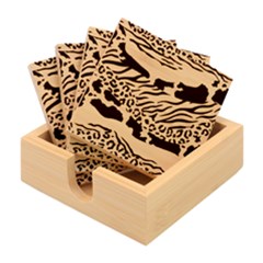 Mixed-animal-skin-print-safari-textures-mix-leopard-zebra-tiger-skins-patterns-luxury-animals-textur Bamboo Coaster Set