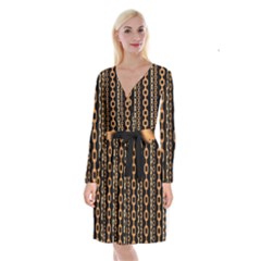 Gold-chain-jewelry-seamless-pattern Long Sleeve Velvet Front Wrap Dress by uniart180623