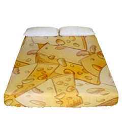 Cheese-slices-seamless-pattern-cartoon-style Fitted Sheet (queen Size) by uniart180623