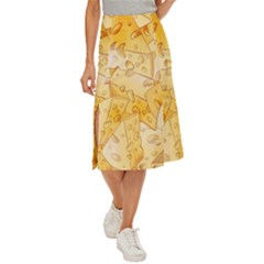 Cheese-slices-seamless-pattern-cartoon-style Midi Panel Skirt by uniart180623