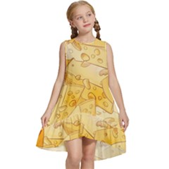 Cheese-slices-seamless-pattern-cartoon-style Kids  Frill Swing Dress by uniart180623