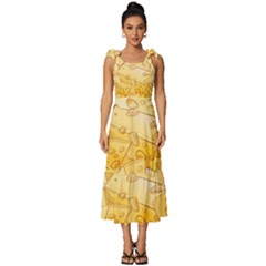 Cheese-slices-seamless-pattern-cartoon-style Tie-strap Tiered Midi Chiffon Dress by uniart180623