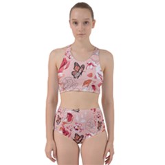 Beautiful-seamless-spring-pattern-with-roses-peony-orchid-succulents Racer Back Bikini Set by uniart180623