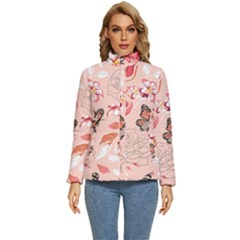 Beautiful-seamless-spring-pattern-with-roses-peony-orchid-succulents Women s Puffer Bubble Jacket Coat by uniart180623