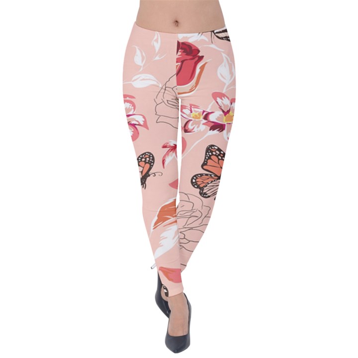 Beautiful-seamless-spring-pattern-with-roses-peony-orchid-succulents Velvet Leggings