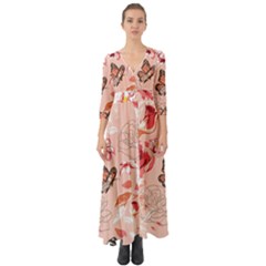 Beautiful-seamless-spring-pattern-with-roses-peony-orchid-succulents Button Up Boho Maxi Dress by uniart180623