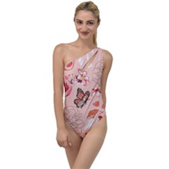 Beautiful-seamless-spring-pattern-with-roses-peony-orchid-succulents To One Side Swimsuit by uniart180623