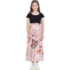 Beautiful-seamless-spring-pattern-with-roses-peony-orchid-succulents Kids  Flared Maxi Skirt by uniart180623