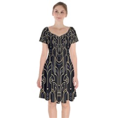 Art-deco-geometric-abstract-pattern-vector Short Sleeve Bardot Dress by uniart180623