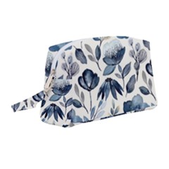 Indigo-watercolor-floral-seamless-pattern Wristlet Pouch Bag (medium) by uniart180623