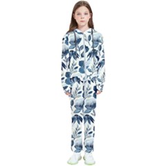 Indigo-watercolor-floral-seamless-pattern Kids  Tracksuit by uniart180623