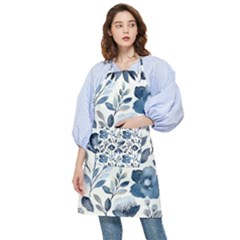 Indigo-watercolor-floral-seamless-pattern Pocket Apron by uniart180623