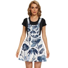 Indigo-watercolor-floral-seamless-pattern Apron Dress by uniart180623