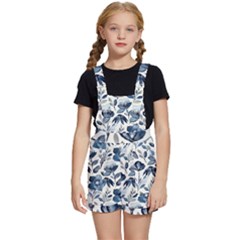 Indigo-watercolor-floral-seamless-pattern Kids  Short Overalls by uniart180623