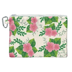 Cute-pink-flowers-with-leaves-pattern Canvas Cosmetic Bag (xl) by uniart180623