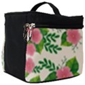 Cute-pink-flowers-with-leaves-pattern Make Up Travel Bag (Big) View1