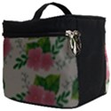 Cute-pink-flowers-with-leaves-pattern Make Up Travel Bag (Big) View2