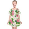 Cute-pink-flowers-with-leaves-pattern Kids  Smock Dress View1