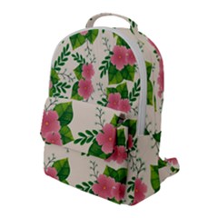 Cute-pink-flowers-with-leaves-pattern Flap Pocket Backpack (large) by uniart180623