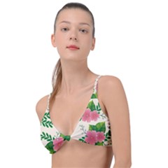 Cute-pink-flowers-with-leaves-pattern Knot Up Bikini Top by uniart180623