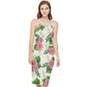 Cute-pink-flowers-with-leaves-pattern Bodycon Cross Back Summer Dress View1