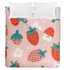 Strawberry-seamless-pattern Duvet Cover Double Side (queen Size) by uniart180623