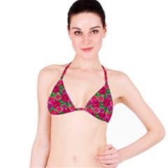 Background-cute-flowers-fuchsia-with-leaves Classic Bikini Top by uniart180623