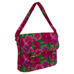 Background-cute-flowers-fuchsia-with-leaves Buckle Messenger Bag by uniart180623