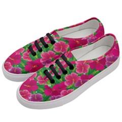 Background-cute-flowers-fuchsia-with-leaves Women s Classic Low Top Sneakers by uniart180623