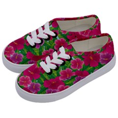 Background-cute-flowers-fuchsia-with-leaves Kids  Classic Low Top Sneakers by uniart180623