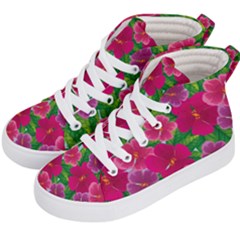 Background-cute-flowers-fuchsia-with-leaves Kids  Hi-top Skate Sneakers by uniart180623