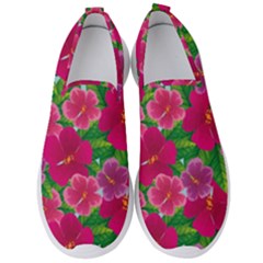 Background-cute-flowers-fuchsia-with-leaves Men s Slip On Sneakers by uniart180623