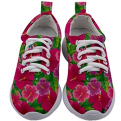 Background-cute-flowers-fuchsia-with-leaves Kids Athletic Shoes by uniart180623